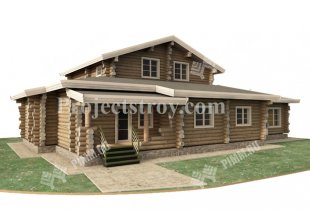 Деревянный дом из бревна рубленого 20 х 14 м